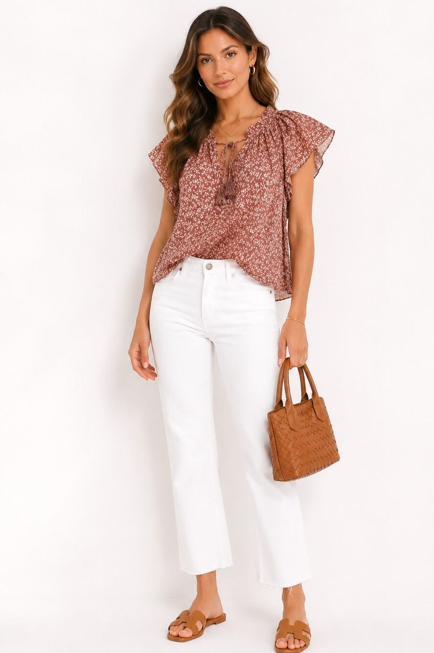 Ulla Johnson Sigrid Top Cotton Ruffle Peasant Blouse Floral Size 4